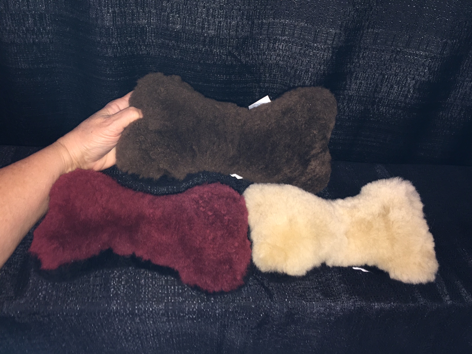 USA Made Natural Wool LARGE Dog Bone Shaped Merino Sheepskin Dog Toy